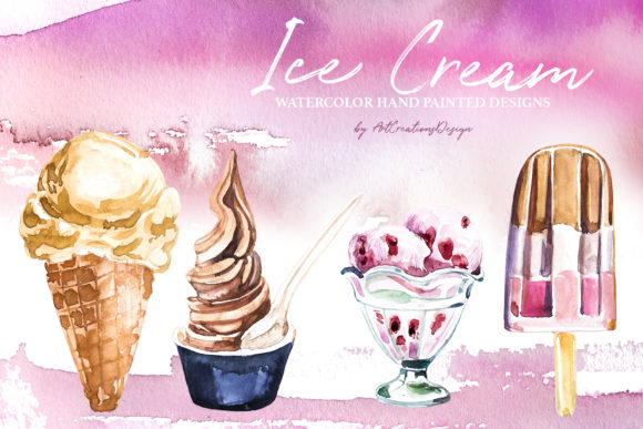 Download Watercolor Ice Cream Design Set - Premium Resources